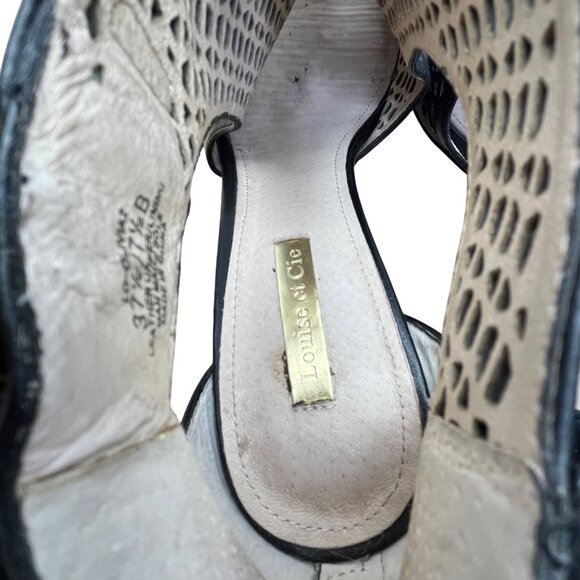 Louise Et Cie Womens Black Leather Adjustable Buckle Peep-Toe Heels Size 7.5B - Picture 7 of 10